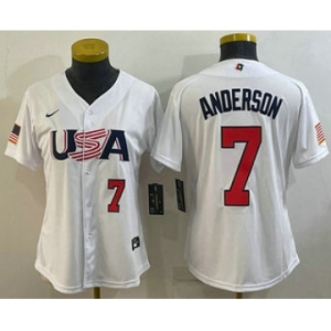 Women's USA Baseball #7 Tim Anderson Number 2023 White World Classic Stitched Jersey