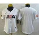 Women's USA Baseball Blank 2023 White World Baseball Classic Stitched Jerseys