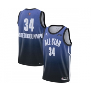 Men's 2023 All-Star #34 Giannis Antetokounmpo Blue Game Swingman Stitched Basketball Jersey