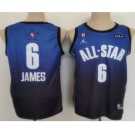 Men's Los Angeles Lakers #6 LeBron James Navy Blue 2022 All Star 6 Patch Icon Sponsor Swingman Jersey