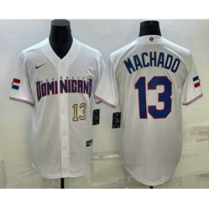 Men's Dominican Republic Baseball #13 Manny Machado Number 2023 White World Baseball Classic Stitched Jersey