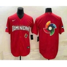 Men's Dominican Republic Baseball 2023 Red World Big Logo With Patch Classic Stitched Jersey