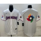 Men's Dominican Republic Baseball 2023 White World Baseball Big Logo With Patch Classic Stitched Jerseys