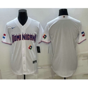 Men's Dominican Republic Baseball 2023 White World Baseball With Patch Classic Stitched Jerseys