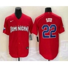 Men's Dominican Republic Baseball #22 Juan Soto 2023 Red World Classic Stitched Jersey