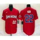 Men's Dominican Republic Baseball #22 Juan Soto Number 2023 Red World Classic Stitched Jersey