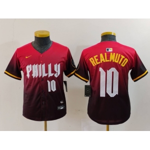 Youth Philadelphia Phillies #10 JT Realmuto Number Red 2024 City Connect Limited Jersey