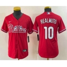 Youth Philadelphia Phillies #10 JT Realmuto Red Stitched MLB Cool Base Nike Jersey