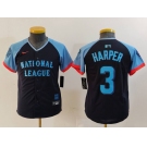 Youth Philadelphia Phillies #3 Bryce Harper Navy 2024 All Star Limited Stitched Jersey