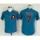 Youth Philadelphia Phillies #7 Trea Turner Blue Stitched MLB Cool Base Nike Jersey