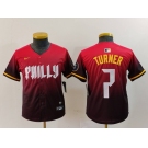 Youth Philadelphia Phillies #7 Trea Turner Red 2024 City Connect Limited Jersey