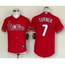 Youth Philadelphia Phillies #7 Trea Turner Red Cool Base Stitched Baseball Jersey