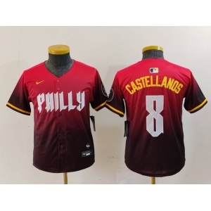 Youth Philadelphia Phillies #8 Nick Castellanos Red Red 2024 City Connect Limited Jersey