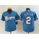 Women's Texas Rangers #2 Marcus Semien Blue With Patch Stitched Baseball Jersey(Run Small)