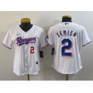 Women's Texas Rangers #2 Marcus Semien Number White 2024 Gold Collection Limited Cool Base Jersey