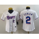 Women's Texas Rangers #2 Marcus Semien Number White 2024 Gold Collection Limited Cool Base Jerseys