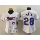 Women's Texas Rangers #28 Jonah Heim Number White 2024 Gold Collection Limited Cool Base Jersey