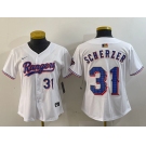 Women's Texas Rangers #31 Max Scherzer Number White 2024 Gold Collection Limited Cool Base Jerseys