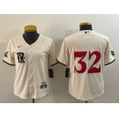 Women's Texas Rangers #32 Evan Carter Cream 2023 City Connect Stitched Baseball Jersey(Run Small)