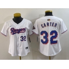 Women's Texas Rangers #32 Evan Carter Number White 2024 Gold Collection Limited Cool Base Jersey