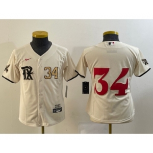 Women's Texas Rangers #34 Nolan Ryan Number Cream 2023 City Connect Stitched Baseball Jersey