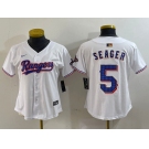 Women's Texas Rangers #5 Corey Seager White 2024 Gold Collection Limited Cool Base Jersey