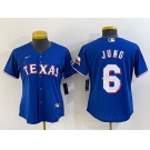 Women's Texas Rangers #6 Josh Jung Blue Stitched MLB Cool Base Nike Jersey