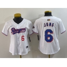 Women's Texas Rangers #6 Josh Jung Number White 2024 Gold Collection Limited Cool Base Jersey