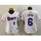 Women's Texas Rangers #6 Josh Jung Number White 2024 Gold Collection Limited Cool Base Jerseys