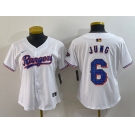 Women's Texas Rangers #6 Josh Jung White 2024 Gold Collection Limited Cool Base Jersey