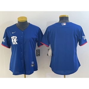 Women's Texas Rangers Blank Royal Blue 2023 City Connect Stitched Baseball Jersey