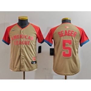 Youth Texas Rangers #5 Corey Seager Cream 2024 All Star Limited Stitched Jersey
