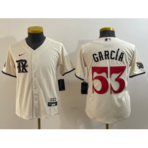 Youth Texas Rangers #53 Adolis Garcia Cream 2023 City Connect Cool Base Stitched Jersey