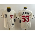 Youth Texas Rangers #53 Adolis Garcia Number Cream 2023 City Connect Cool Base Stitched Jersey