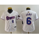 Youth Texas Rangers #6 Josh Jung Number White 2024 Gold Collection Limited Cool Base Jerseys