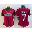 Women's Mexico Baseball #7 Julio Urias Number 2023 Red World Baseball Classic Stitched Jersey10