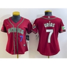 Women's Mexico Baseball #7 Julio Urias Number 2023 Red World Baseball Classic Stitched Jersey3