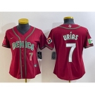 Women's Mexico Baseball #7 Julio Urias Number 2023 Red World Baseball Classic Stitched Jersey