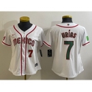 Women's Mexico Baseball #7 Julio Urias Number 2023 White World Classic Stitched Jersey1