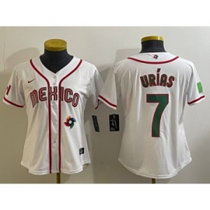 Women's Mexico Baseball #7 Julio Urias Number 2023 White World Classic Stitched Jersey9