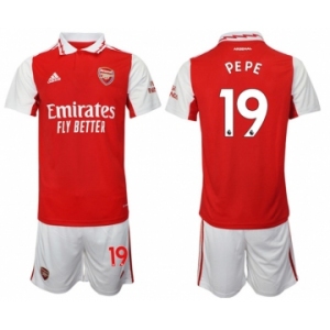 Men's Arsenal F.C #19 Nicolas Pépé 2023 Red Home Soccer Jersey Suit