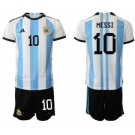 Men's Argentina #10 Diego Maradona White Blue Soccer Jersey Suit