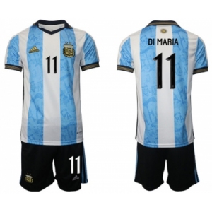 Men's Argentina #11 Di maria White Blue Home Soccer Jersey Suit