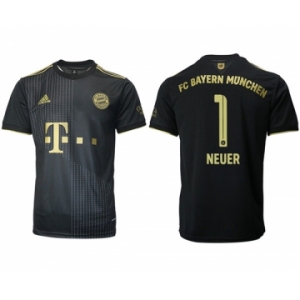 Men's FC Bayern München #1 Neuer Black Away Soccer Jersey