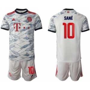 Men's FC Bayern München #10 Leroy Sané White Away Soccer Jersey with Shorts