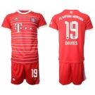 Men's FC Bayern München #19 Alphonso Davies 22-23 Red Home Soccer Jersey Suit