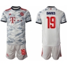 Men's FC Bayern München #19 Alphonso Davies White Away Soccer Jersey With Shorts