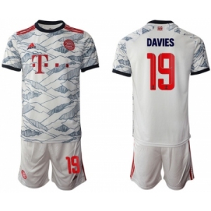 Men's FC Bayern München #19 Alphonso Davies White Away Soccer Jersey With Shorts
