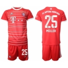 Men's FC Bayern München #25 Thomas Müller 22-23 Red Home Soccer Jersey Suit