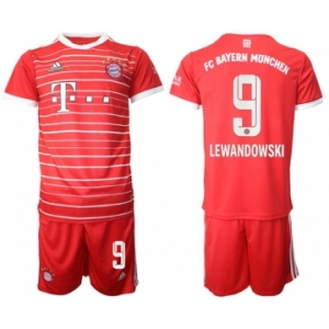 Men's FC Bayern München #9 Robert Lewandowski 22-23 Red Home Soccer Jersey Suit